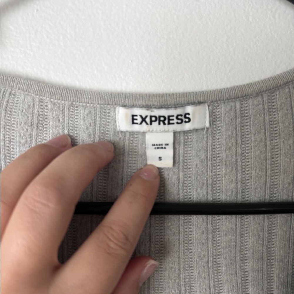 Express Light Gray Ribbed Top - Picture 3 of 3
